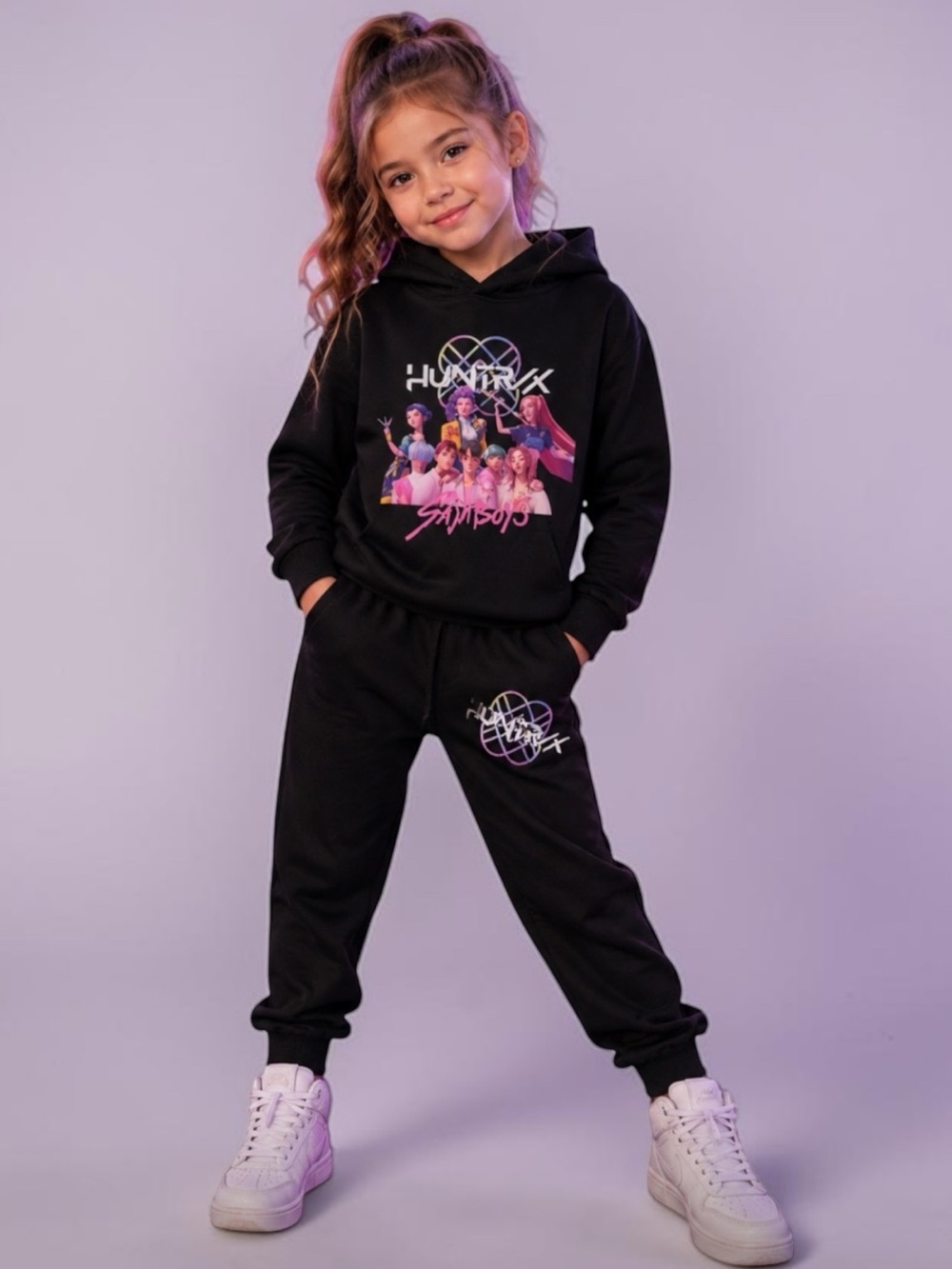 New K-Pop Demon Hunters Huntrix theme Hoodie & Jogger Set Mira Rumi Zoey Casual